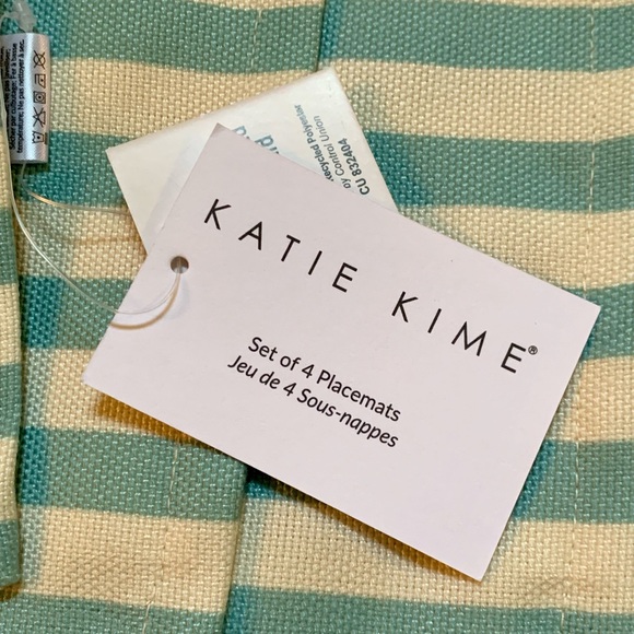 Katie Kime Striped Placemats (Set of 4) Aqua Blue NEW!! - Picture 3 of 9